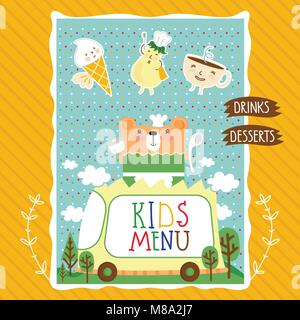 Colorate per i pasti dei bambini menu template vettoriale Illustrazione Vettoriale