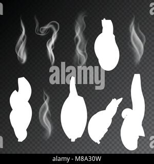 Vettori di fumo su sfondo trasparente. Illustrazione Vettoriale