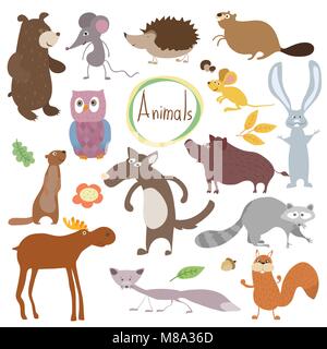 Vettore gli animali del bosco. Illustrazione Vettoriale