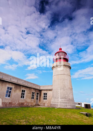 Farol de Albernaz, faro, Ponta do Albernaz, sull isola di Flores, Azzorre, Portogallo Foto Stock