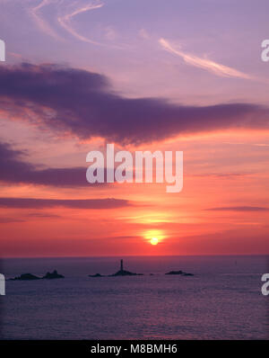 Tramonto a Lands End, Cornwall, Inghilterra Foto Stock
