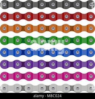 Vettore multicolore in bici o in bicicletta i segmenti di catena Illustrazione Vettoriale
