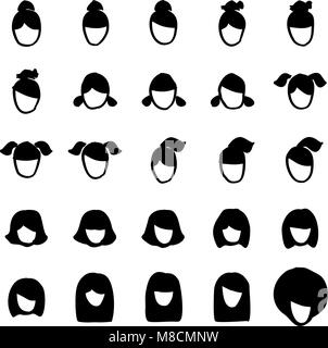 Taglio di capelli femminile icone riempire di Freehand Illustrazione Vettoriale