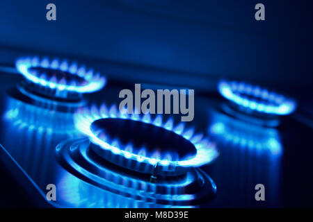 Piano di cottura a gas, Close Up Foto Stock