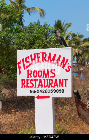 Fisherman's camere segno Colva Goa in India Foto Stock