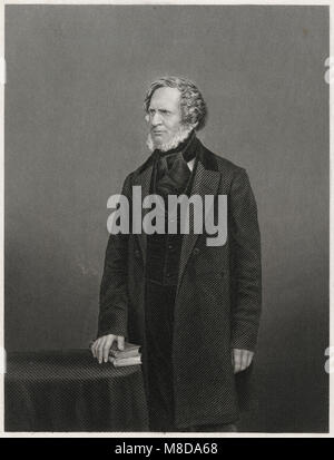 Antique c1860 incisione, Edward Smith-Stanley, XIV Conte di Derby. Edward George Geoffrey Smith-Stanley, XIV Conte di Derby (1799-1869), era un statista britannico, tre volte Primo Ministro del Regno Unito e il lungo-servizio leader del Partito conservatore. Fonte: Incisione originale Foto Stock