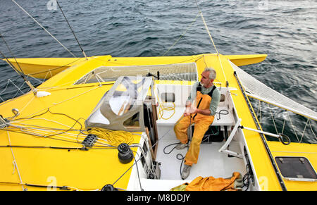 'Felice' (la nave gemella di Mike Birch il famoso Olympus) skipper da Loick Peyron preparandosi a prendere parte in questa decima gara transatlantica "La Route du Foto Stock