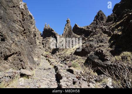 Paesaggio intorno al Walking-Tour dall Alto mira a Chã de morte, la parte occidentale del Santo Antao Isola, Capo Verde Foto Stock