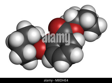 Dicicloesilftalato (DCP) plastificante molecola. Il rendering 3D. Gli atomi sono rappresentati come sfere con i tradizionali colori: idrogeno (bianco), ca Foto Stock