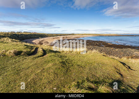 Foro di calcio accanto alla baia di Beadnell in Northumberland Foto Stock