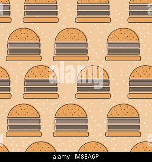 Burger icona linea perfetta configurazione vettore. Il fast food delineare tassellabile a sfondo Illustrazione Vettoriale