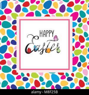 Felice Pasqua biglietto di auguri. Vacanze di primavera bakground decorativo con le uova di Pasqua Illustrazione Vettoriale