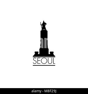 Seoul città simbolo, Sud Repubblica di Corea. Il coreano famoso monumento turistico all'Admiral Yin-Sin icona. Illustrazione Vettoriale