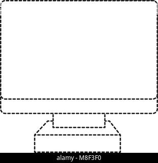 Forma tratteggiata schermo elettronico computer icona della tecnologia Illustrazione Vettoriale