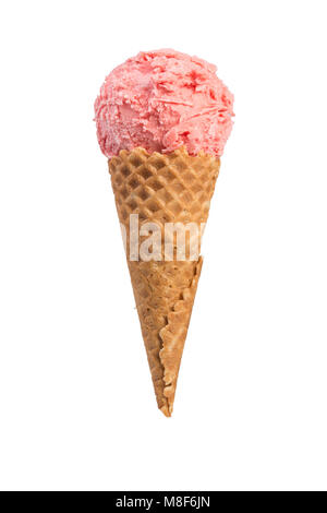 Fragola gelato in cono. Foto Stock