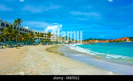 Scenario da Saint Martin in spiaggia dei Caraibi Foto Stock