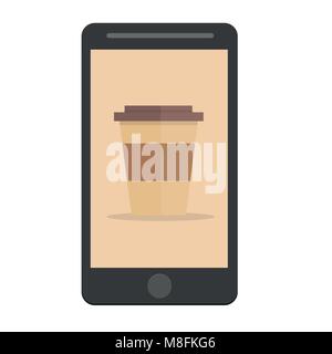 Tazza da caffè icona. Design piatto stile. Caffè bicchiere di carta silhouette. Icona di semplice. Moderna icona piatta in eleganti colori. Pagina del sito web e mobile app design Illustrazione Vettoriale