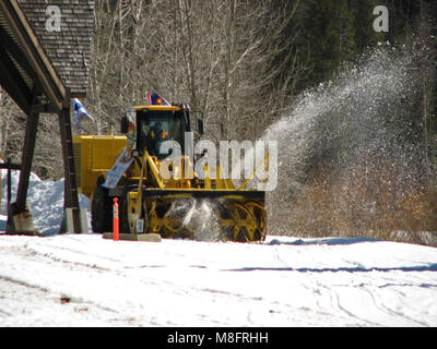 .Wyoming Department of Transportation entrando rotante ingresso est di Yellowstone; Foto Stock