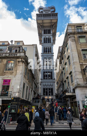 Elevador de Santa Justa, Lisbona, Portogallo Foto Stock