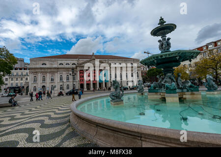 Piazza Rossio, Lisbona, Portogallo Foto Stock