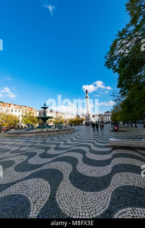 Piazza Rossio, Lisbona, Portogallo Foto Stock