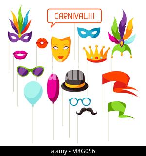 Il carnevale Photo Booth puntelli. Accessori per il festival e party Illustrazione Vettoriale