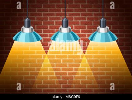 Classic lampadine rustico sul muro di mattoni Illustrazione Vettoriale