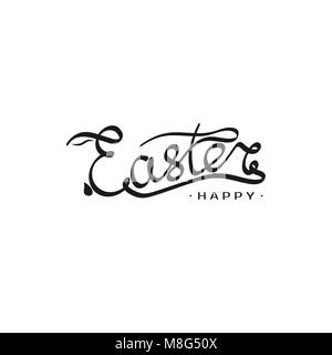 Disegnata a mano iscrizione modello di Pasqua con silhouette di coniglio nella lettera E. illustrazione vettoriale per la progettazione headline, banner e la postcard Illustrazione Vettoriale