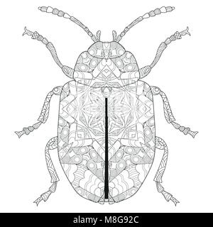 Zentangle stilizzata beetle. Disegnata a mano in pizzo illustrazione vettoriale Illustrazione Vettoriale