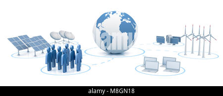 Global network digitale 3D rendering Foto Stock