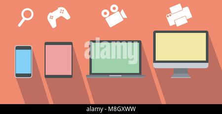 Vettore di design della funzione del dispositivo dalle dimensioni dello schermo Illustrazione Vettoriale