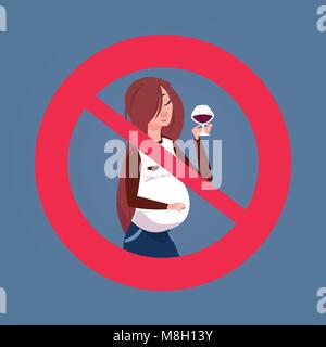 Segno incrociato con la donna incinta di bere alcol icona Illustrazione Vettoriale