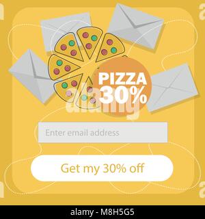 Concetto di Ecommerce - fast food online. Iscriviti alla newsletter forma Illustrazione Vettoriale