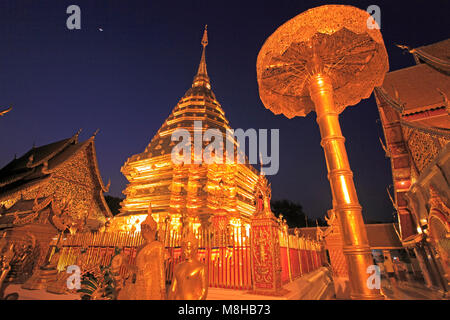 Thailandia Chiang Mai, Wat Phra That Doi Suthep, tempio buddista, Foto Stock