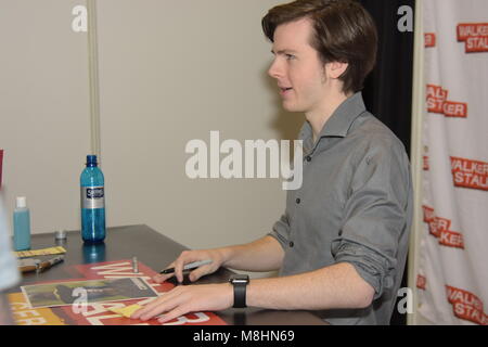 MANNHEIM, Germania - 17 Marzo: Attore Chandler Riggs (Carl su The Walking Dead) al Walker Stalker Germania convenzione. (Foto di Markus Wissmann) Foto Stock