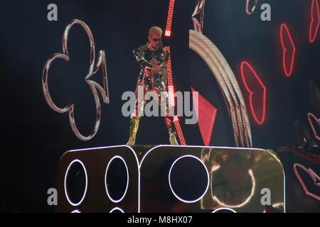 SÃO PAULO, Brasile - 17 Marzo: Katy Perry esegue durante la testimonianza il Tour spettacolo al Parco di Allianz. Marzo 17, 2018 a São Paulo, Brasile Credito: Adriana Spaca/Alamy Live News Foto Stock