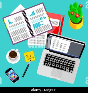 Moderno business office e sfondo dell'area di lavoro Illustrazione Vettoriale