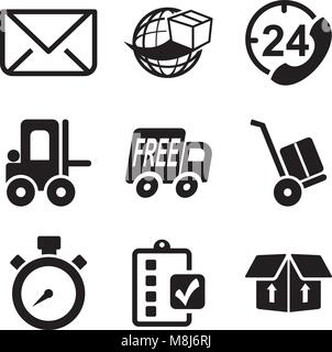 La consegna o la spedizione delle icone Illustrazione Vettoriale