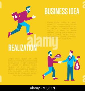 Idea di business banner. Idea di scambio di denaro Illustrazione Vettoriale