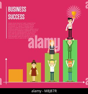 Il successo aziendale banner con persone di affari Illustrazione Vettoriale
