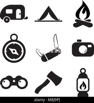Camping Le icone Illustrazione Vettoriale