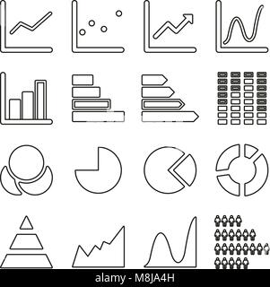 Le icone dei grafici a linea sottile illustrazione vettoriale impostato Illustrazione Vettoriale