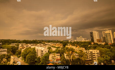 Vista verso il giardino botanico in Singapore dalla Tanglin, Singapore Foto Stock