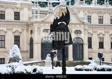 Vienna, Austria. Febbraio 2, 2017. La Rooster. La parte del cerchio di animali/Zodiac capi mostra. Giardini del Belvedere Foto Stock