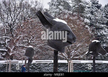 Vienna, Austria. Febbraio 2, 2017. Il Coniglio. La parte del cerchio di animali/Zodiac capi mostra. Giardini del Belvedere Foto Stock