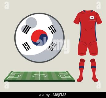 Calcio corea del sud sport usura illustrazione vettoriale graphic design Illustrazione Vettoriale