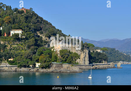 Il castello di Paraggi, Liguria, Italia Foto Stock