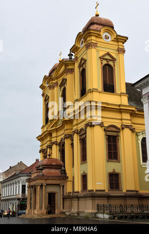 Timisoara, Romania. Febbraio 06, 2017. Di San Giorgio e la Cattedrale. Union Square (Piata Unirii) Foto Stock