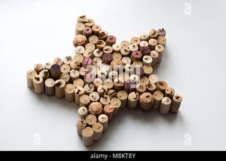 Tappi vino star silhouette isolati su sfondo bianco Foto Stock
