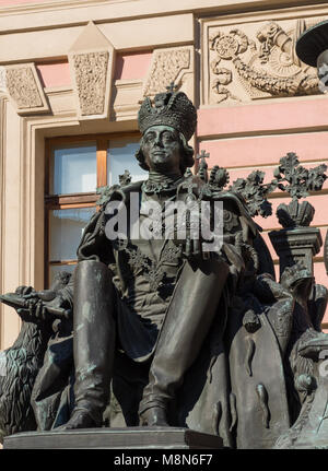 San Pietroburgo, Russia, 16 marzo 2018, Imperatore russo Paolo ho un monumento Foto Stock